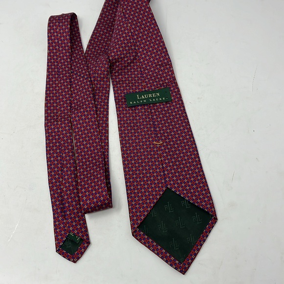 LAUREN RALPH LAUREN SILK TIE RED WHITE BLUE AND GREEN MADE IN USA - Picture 6 of 9